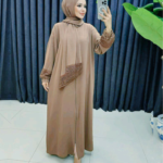 Abaya hidaya motif dentelles avec foulard